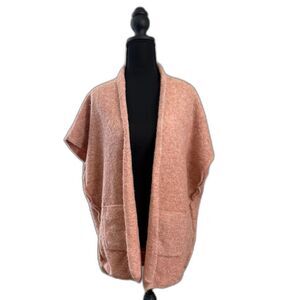 Women's M/L Peach Kori Short Sleeve Oversized Slouchy Comfy Cardigan Sweater